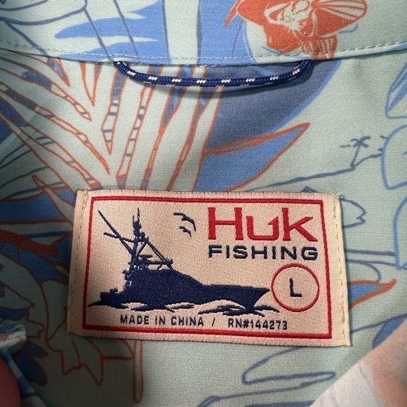 NEW HUK Kona Radical Botanical Large Button Down Performance Fishing Camp Shirt‎ - Picture 3 of 6